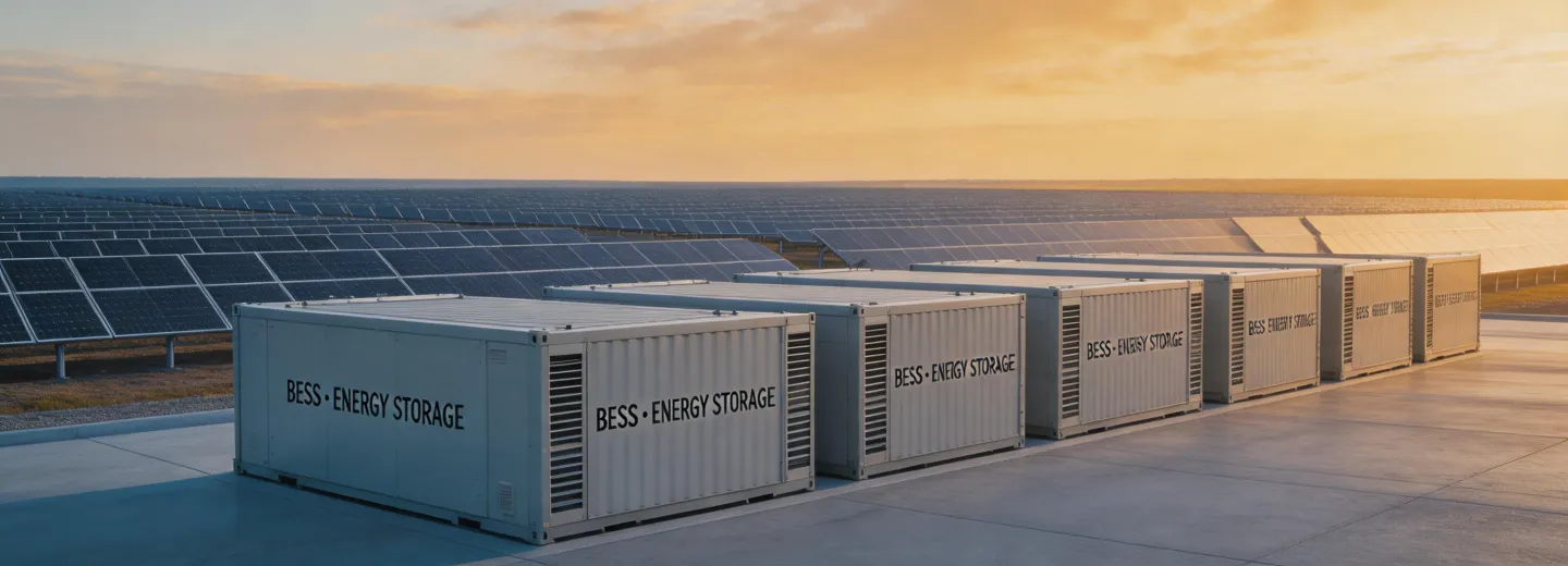 Battery containers at solar plant